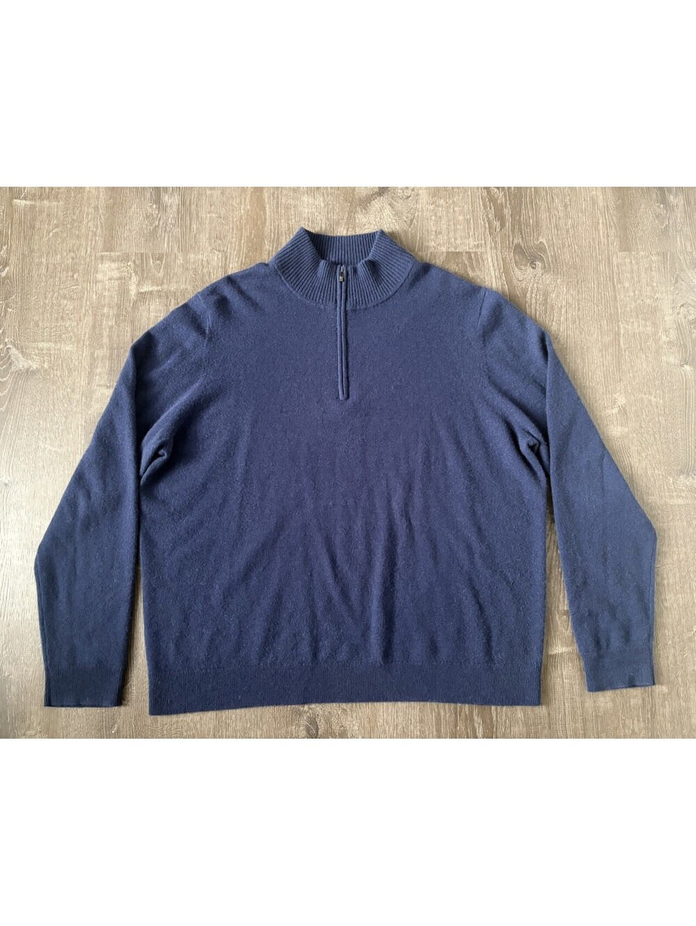 Nordstrom 100% CASHMERE 1/4 Zip Sweater Mens Blue Speckled Luxury Ultra Soft 2XL